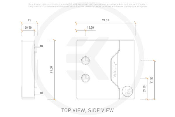 WAC EK Water Blocks EK-Quantum Velocity2 D-RGB - 1200 Nickel + Plexi