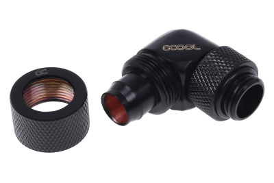 ANS Alphacool HF 13/10 Anschraubtülle 90° drehbar G1/4 - Deep Black PHT EOL