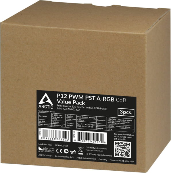L12 Arctic P12 PWM PST A-RGB (Black) - 3 Pack