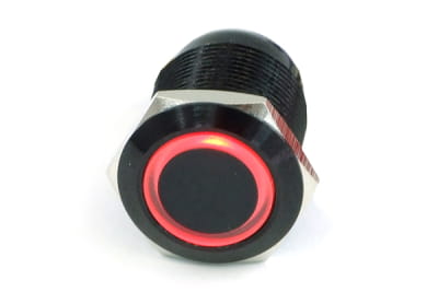 SEN Phobya Vandalismus  / Klingeltaster 19mm Aluminium schwarz, rot Ring beleuchtet 6pin