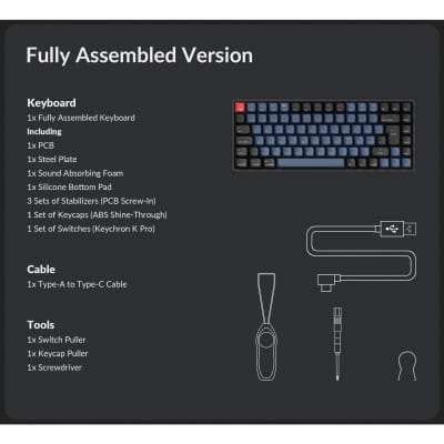 TAT Keychron K2 Pro - Gaming-Tastatur schwarz/blau, DE-Layout, Gateron G Pro Red, Hot-Swap, PBT