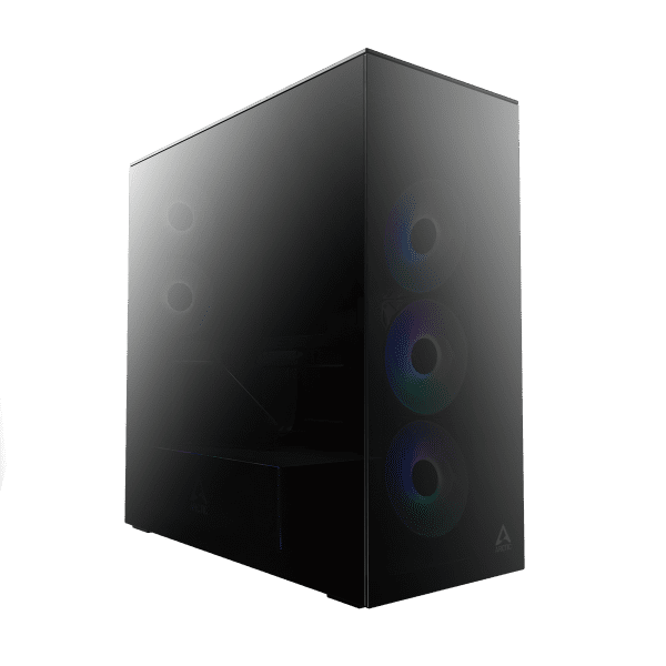 GHE Arctic Xtender VG (Mirror Black) Premium E-ATX PC-Gehäuse mit vertikaler GPU-Montage