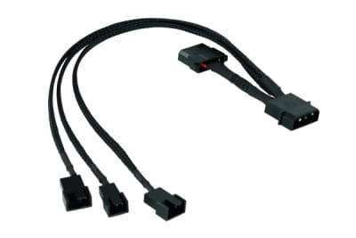 LK Phobya Y-Adapter 4Pin Molex auf 2x 4Pin PWM und 3Pin - Schwarz 30cm