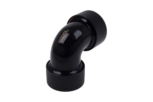 ANS Alphacool HT 16mm HardTube Anschraubtülle 90° L-Verbinder - gerändelt - Deep Black PHT EOL