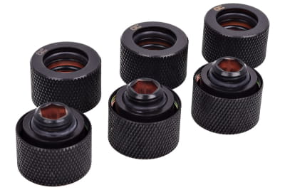 ANS Alphacool HT 16mm HardTube Anschraubtülle G1/4 - gerändelt - Deep Black Sixpack PHT EOL