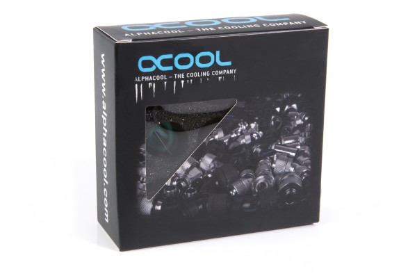 ANS Alphacool Eiszapfen 14mm HardTube Anschraubtülle G1/4  - Deep Black Sixpack