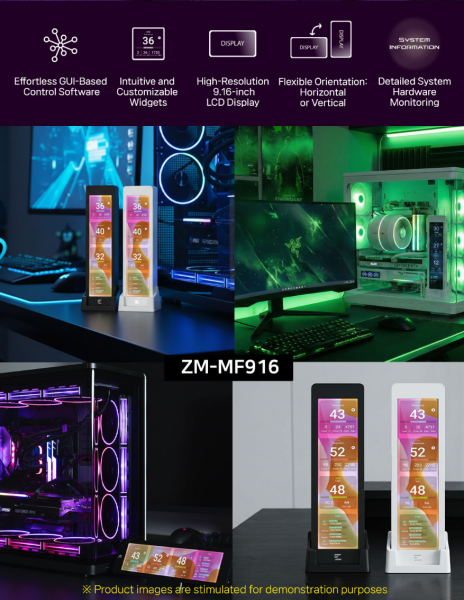 Zalman ZM-MF916 WHITE 9,16inch Display - Weiss