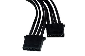 LK Phobya Y-Kabel 4Pin auf 2x 4Pin Einzel Sleeving - Schwarz 20cm