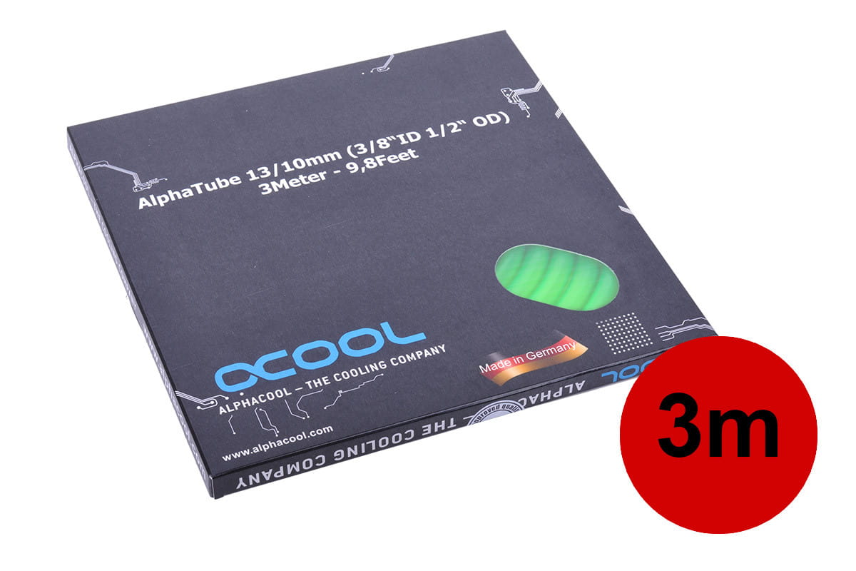 Alphacool Schlauch AlphaTube HF 13/10 (3/8"ID) - UV Grün 3m (9,8ft)..."