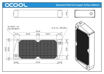 RAD Alphacool NexXxoS XT45 Full Copper X-Flow 240mm Radiator