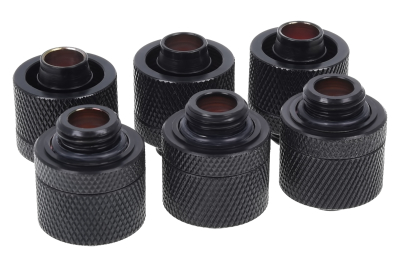 ANS Alphacool HF 16/10 Anschraubtülle G1/4 - Deep Black Sixpack PHT EOL
