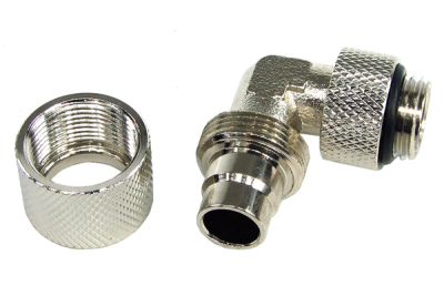 ANS 13/10mm (10x1,5mm) Anschraubtülle 90° drehbar G1/4 - gerändelt - silber vernickelt