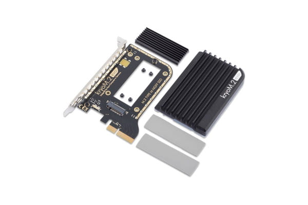 WAH Aquacomputer kryoM.2 evo PCIe 3.0/4.0 x4 Adapter für M.2 NGFF PCIe SSD, M-Key mit Passivkühler