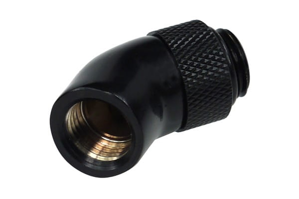 ANF Alphacool HF Winkeladapter 45° - drehbar - G1/4 AG auf G1/4 IG - Deep Black PHT EOL