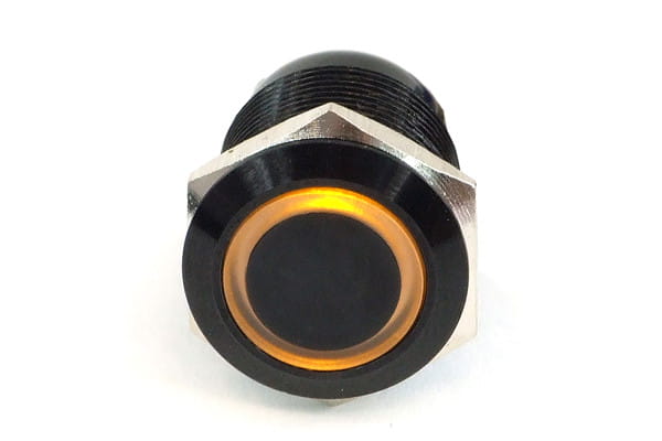 SEN Phobya Vandalismus  / Klingeltaster 19mm Aluminium schwarz, gelb Ring beleuchtet 6pin