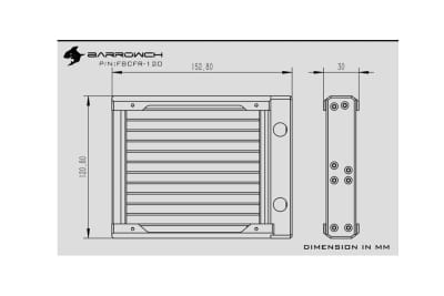 RAD BarrowCH Chameleon Fish series removable 120mm Radiator Acrylic edition - Classic Black EOL