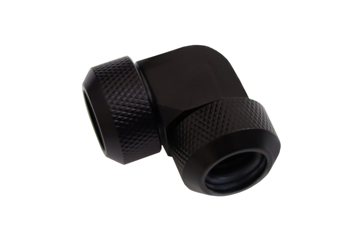 Alphacool Eiszapfen 13mm HardTube compression fitting 90° L-connector for  Acryl- brass tubes (rigid or hard tubes) - knurled - deep black