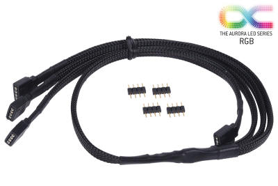 KAB Alphacool Y-Kabel RGB 4pol auf 3x 4pol inkl. Stecker - Schwarz 60cm EOL