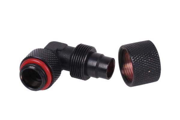 ANS 13/10mm (10x1,5mm) Anschraubtülle 90° drehbar G1/4 - gerändelt - black matt