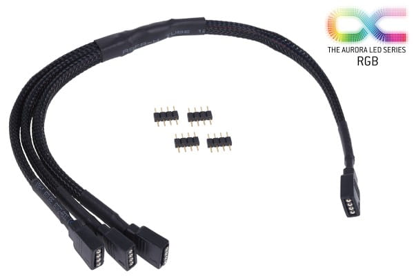 KAB Alphacool Y-Kabel RGB 4pol auf 3x 4pol inkl. Stecker - Schwarz 30cm EOL