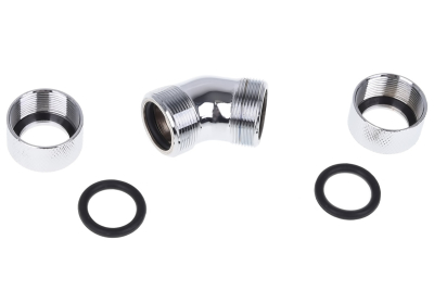 ANS Alphacool Eiszapfen 16mm HardTube Anschraubtülle 45° L-Verbinder - Chrome PHT EOL
