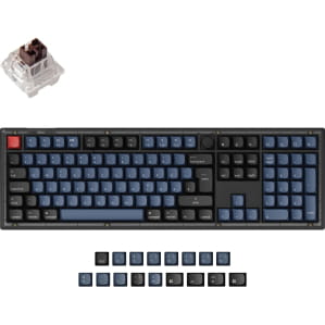 TAT Keychron V6 - Gaming-Tastatur schwarz/blau, DE-Layout, Gateron G Pro Brown, Hot-Swap, PBT