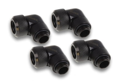 ANS B-Ware Alphacool Eiszapfen 13mm HardTube Anschraubtülle 90° drehbar G1/4 für Acryl/Messingrohre - 4pcs Set Deep Black