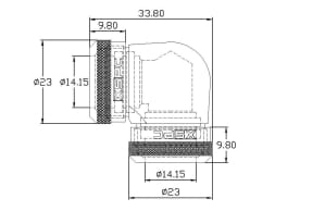 ANS XSPC 14mm HardTube Anschraubtülle 90° L-Verbinder - Chrom