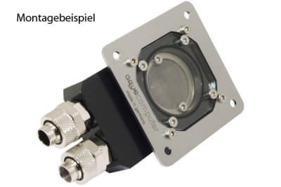 WZS Aquacomputer Filter mit Edelstahlgewebe, Absperrhähnen und Einbaublende G1/4