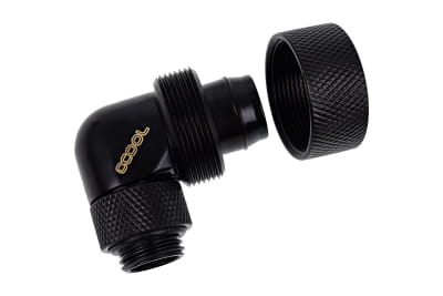 ANS Alphacool Eiszapfen 19/13mm Anschraubtülle 90° drehbar G1/4 - Deep Black PHT EOL