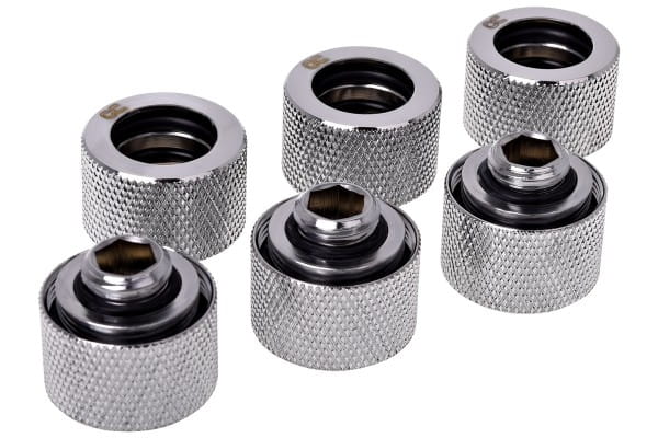 ANS Alphacool HT 16mm HardTube Anschraubtülle G1/4 - gerändelt - Chrome Sixpack PHT EOL