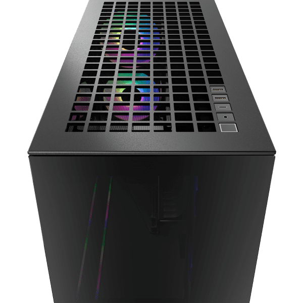 GHE Arctic Xtender VG (Mirror Black) Premium E-ATX PC-Gehäuse mit vertikaler GPU-Montage