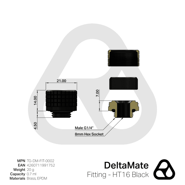 ANS Thermal Grizzly DeltaMate Fitting - HT16 Black
