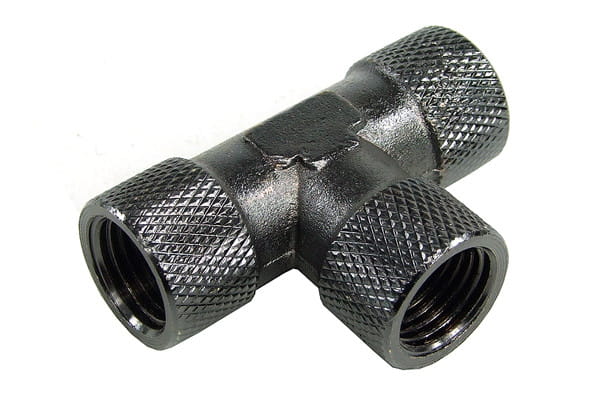 ANF T-Stück - Innengewinde G1/4 - kompakt - gerändelt - black nickel