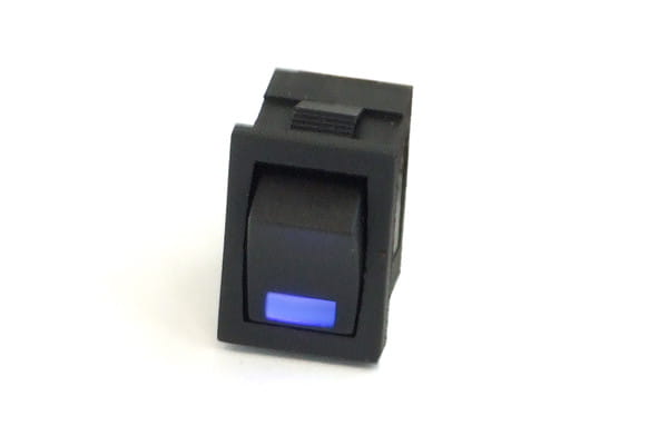 SEN Phobya Wippschalter Eckig - LED blau - 1-polig AN/AUS schwarz (3pin) EOL
