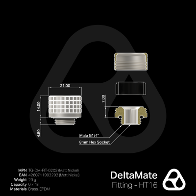 ANF Thermal Grizzly DeltaMate Fitting - HT16 Matt Nickel