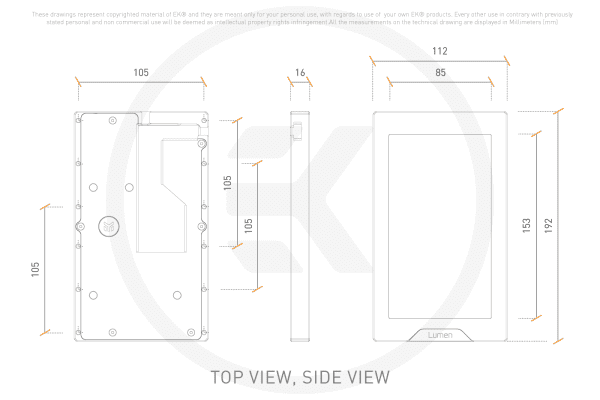 SEN EK Water Blocks EK-Quantum Lumen 7" LCD - Black