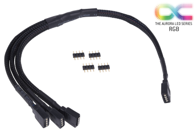 KAB Alphacool Y-Kabel RGB 4pol auf 3x 4pol inkl. Stecker - Schwarz 30cm EOL