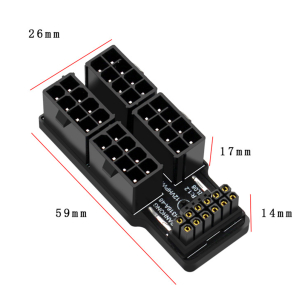 ZK Phobya 12VHPWR Adapter 180 Grad 16Pin to 4x8Pin - Black Right