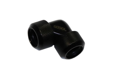 ANS Alphacool Eiszapfen 16mm HardTube Anschraubtülle 90° L-Verbinder Acryl- Messingrohre - Deep Black