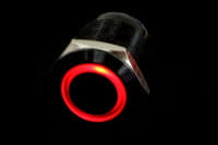 SEN Phobya Vandalismus  / Klingeltaster 19mm Aluminium schwarz, rot Ring beleuchtet 6pin