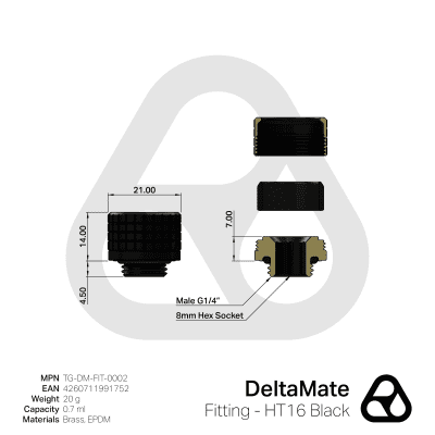 ANS Thermal Grizzly DeltaMate Fitting - HT16 Black