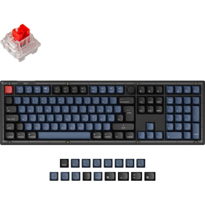 TAT Keychron V6 - Gaming-Tastatur schwarz/blau, DE-Layout, Gateron G Pro Red, Hot-Swap, PBT