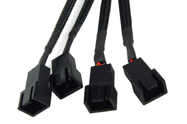 Phobya Y-Kabel 3Pin Molex auf 4x 3Pin Molex -  Schwarz 60cm