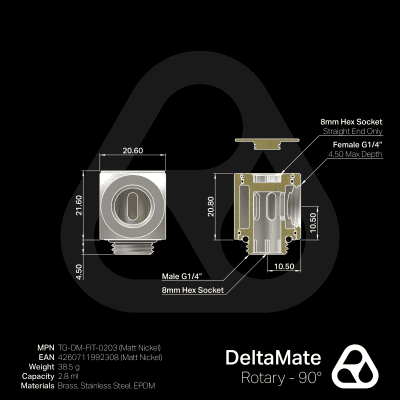 ANF Thermal Grizzly DeltaMate Rotary - 90° Matt Nickel