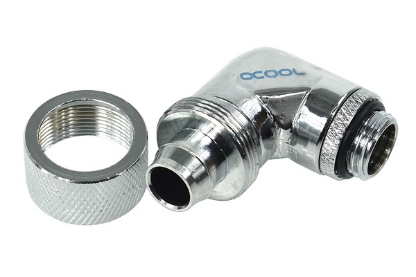 ANS Alphacool HF 16/10 Anschraubtülle 90° drehbar G1/4 - Chrome PHT EOL