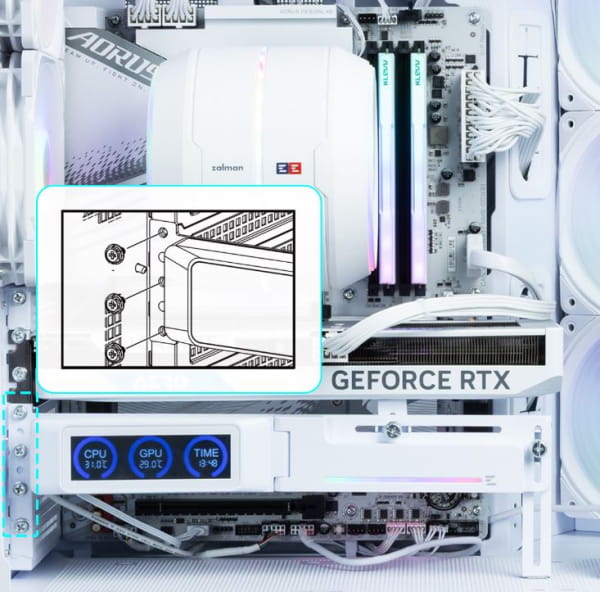 Zalman ZM-VS3 DS CPU Halterung mit Display - Weiss