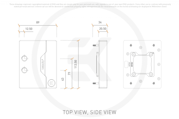 WAC EK Water Blocks Quantum Line EK-Quantum Velocity² D-RGB, AM5, Nickel Acetal