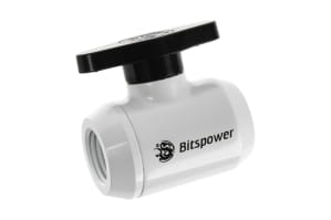 ANZ Bitspower Absperrhahn 2x IG 1/4 Zoll, schwarzer Griff - White