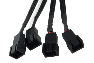 Phobya Y-Kabel 3Pin Molex auf 4x 3Pin Molex -  Schwarz 60cm